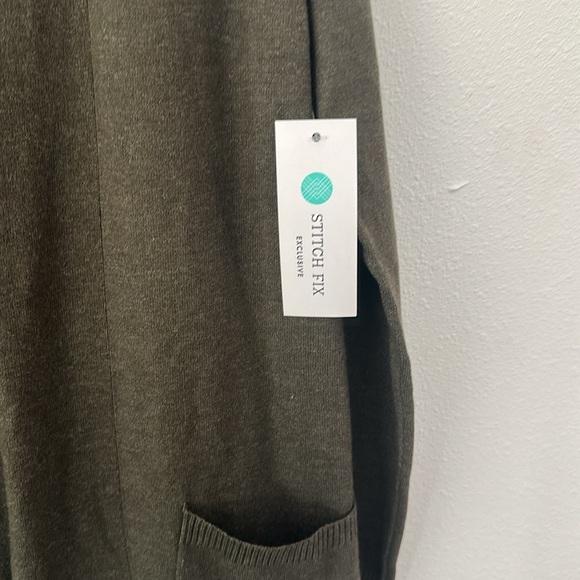 Dark Olive Open Front Cardigan - Picture 5 of 7